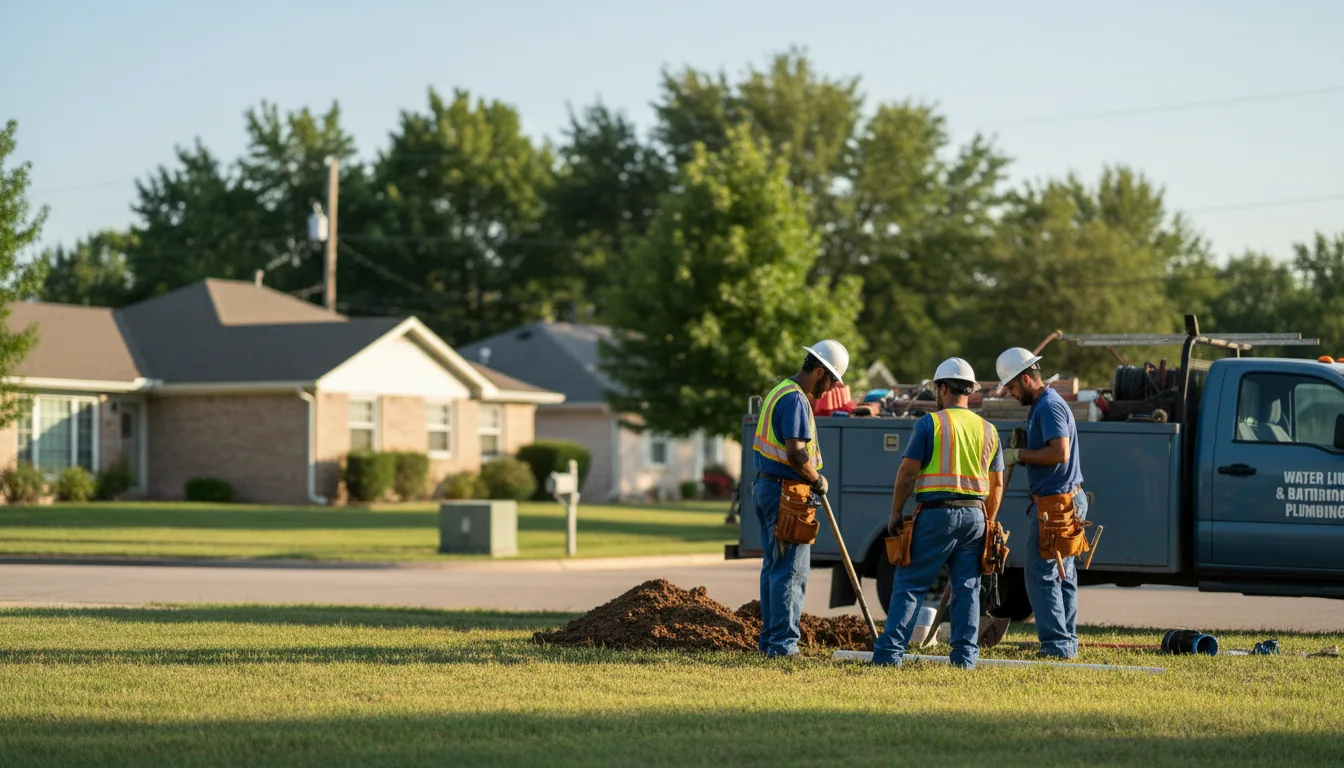 Residential water line and bathroom plumbing service in Deanville, TX